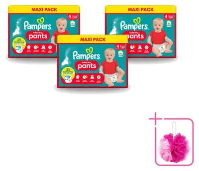 Imagen del producto de 3 pañales tipo pantalón Pampers Baby-Dry, talla 4 (9-15 kg) - Paquete económico - 3 unidades