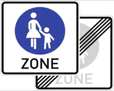 Produktbild von Verkehrsschild VZ242.1-40, Fußgängerzone doppelseitig, Alu, RA1, 840x840 mm