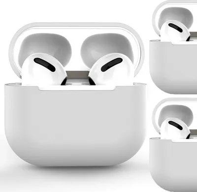 Produktbild von Hülle für AirPods Pro, Silikon Softcover für Kopfhörer, weiß (Hülle C)