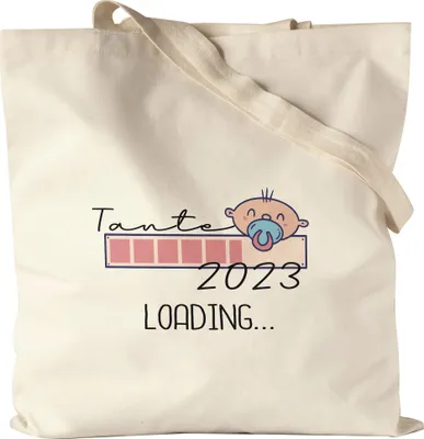 Produktbild von Tante Loading 2023 Beutel  für werdende Tanten zur Geburt Nichte Neffe Babynews Ich werde Tante Geschenk Jutebeutel Stoffbeutel Canvas