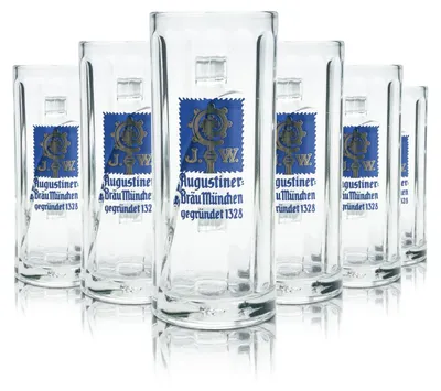 Produktbild von 6x Augustiner Glas 0,3l Bierkrug Konturglas Humpen Seidel Gläser Set Brauerei