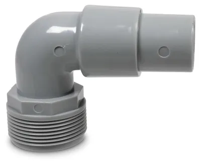 Produktbild von 90° Winkeldruckschlauchtülle grau AG 11/2 Zoll x 38/32 mm