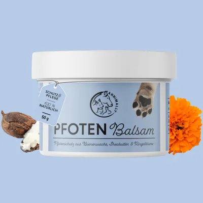 Produktbild von Pfotenbalsam für Hunde 50 g - 100 % natürlicher Pfotenbalsam aus Bienenwachs, Shea Butter & Ringelblume - Pfotenbalsam Hund - Pfotencreme/Pfotensalbe