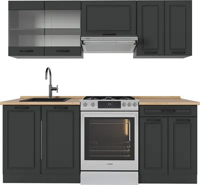 Produktbild von Küchenzeile Vicco R-Line Anthrazit Landhaus/Anthrazit 200 cm ohne Arbeitsplatte, Model 53300
