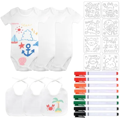 Produktbild von Omgoods – 3 Baby-Schürzen zum Selbergestalten mit Stoffstiften