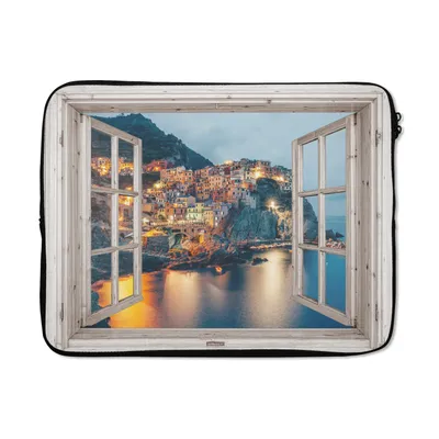 Produktbild von MuchoWow® Laptop Hülle 17 Zoll Laptoptasche Ausblick - Italien - Meer - Zipper - Schutzabdeckung