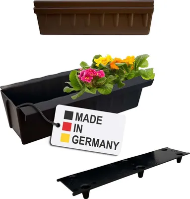 Produktbild von BURI 2 Euro-Paletten Blumenkästen-Einsätze inkl. Bewässerungsmatte | mit Hängesystem zum Einhängen | 37,3cm Braun | Pflanzkasten für Europalette Palette | Balkonkasten | Blumentopf | extrem stabil