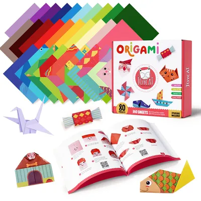 Origami-Papier, 360 Blatt, 15 x 15 cm, 20 Farben, doppelseitig, mit Anleitung