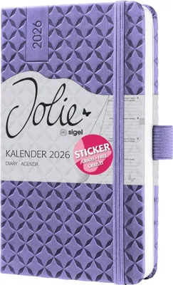 Image de sigel J6124 sigel Calendrier de poche Jolie Flair 2026, similicuir, violet