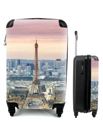 Produktbild von MuchoWow® Koffer Handgepäck Trolley Rollkoffer Kleine Reisekoffer mit 4 Rollen - Eiffelturm - Paris - Himmel - Cabin Size < 55x40x23 cm & 55x40x20 cm - Fotokoffer - Kabinenkoffer - Boardgepäck - Reise-Box - Reisekoffer - Reisegepäck - Koffer mit Bild - Trolley für Kinder