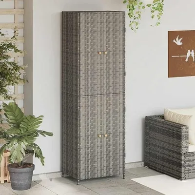 Produktbild von Gartenschrank für den außenbereich Outdoorschrank wetterfest Balkonschrank Terrassenschrank Aufbewahrungsschrank Poly Rattan für Garten,Terrasse-Grau-59 x 40 x 80 cm
