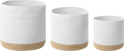 Produktbild von BELIANI Set aus 3 Aufbewahrungskörben Baumwolle Jute Weiß und Natur Boho