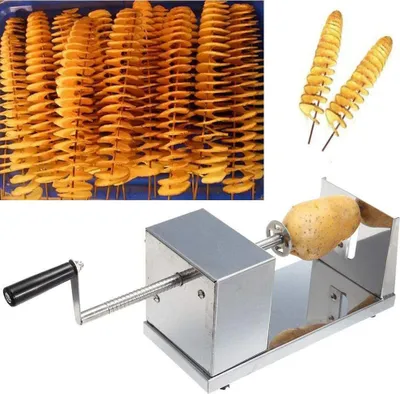 Obrázek produktu pro Kráječ na brambory z nerezové oceli Spirálový kráječ Kráječ na zeleninu Spirálový kráječ na brambory se 3 čepelemi Kráječ na brambory s 3 čepelemi