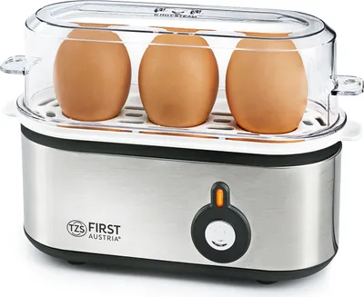 Produktbild von TZS First Austria Elektrischer Eierkocher 210W, 3 Eier, mit Messbecher und Eierstecher, für hartgekochte, weichgekochte, Eier