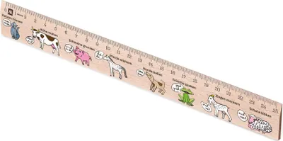 Produktbild von Metrie, Didakt-M07 Holzlineal, bedrucktes Tiergeräusche, 25 cm