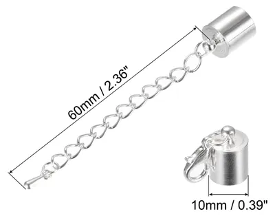 Produktbild von 10 Satz 10mm Leder Kordel Endkappen mit Karabinerverschlš¹ssen und Verl?ngerungskette fš¹r DIY Herstellung Armb?nder Silber Ton