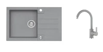 Obrázok produktu pre Granitový drez s batériou ALVEUS Rock 130 Concrete 81 780x480 mm + batéria Tonia SETA067