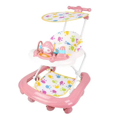 Produktbild von 4 in1 Baby Lauflernhilfe, Lauflernwagen Klappbar mit Musik und Sonnenschirm,Abnehmbare Trampolinmatte,Gehfrei Babywalker ab 6 Monate Rosa