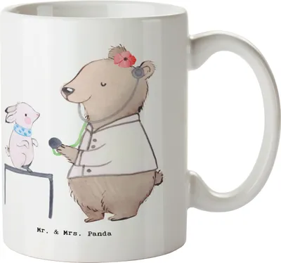 Produktbild von Mr. & Mrs. Panda Kaffeebecher Tierheilpraktikerin Herz - Weiß - Geschenk, Teetasse, Tasse, Trinkbecher, Pott, Kaffeetasse, Becher
