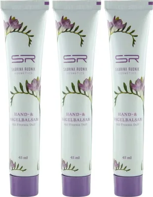 Produktbild von Verwöhnen Sie Ihre Hände: 3er Pack Freesien Hand- & Nagelbalsam 45 ml mit Varivendo Notizblock