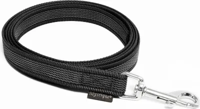 Produktbild von Mystique® Gummierte Leine 20mm mit Handschlaufe Standard Karabiner schwarz 3m