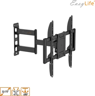 Immagine prodotto di EasyLife Supporto da parete per TV ProMount HD75 Compatto da 32-75 pollici, resistente fino a 50 kg di portata, VESA 400x400, inclinabile e girevole, supporto TV per TV di medie e grandi dimensioni