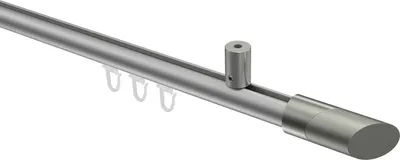 Produktbild von Interdeco Innenlaufstange / Gardinenstange mit Innenlauf Silbergrau / Edelstahl-Optik, Typ Sonius Verano (Schräge Bicolor) Deckenmontage, 20 mm Ø 1-läufig, 200 cm