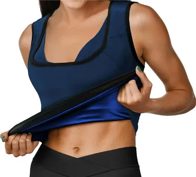 Produktbild von RDX Damen Saunaweste, wärmespeichernder Schweiß-Taillentrainer – REACH  100-er Body Shaper – Gewichtsverlust-Trimmer, heißes Korsett, Kompressions-Schlankheitspullover mit Reißverschluss – Fitness-Tanktop für Fitnessstudio