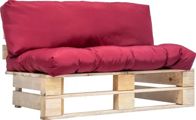 Image de Canapé de jardin palette avec coussins rouge Pinède
