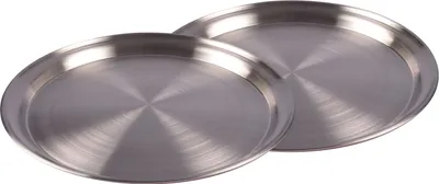 Produktbild von 2er-Set Edelstahl Tablett 35cm Serviertablett Frühstückstablett Kerzentablett