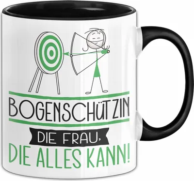 Produktbild von Bogenschützin Geschenk Tasse Becher Die Frau Die Allen Kann Geschenkidee für eine Bogenschützin Lustig (Schwarz)
