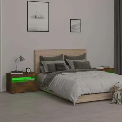 Obrázek produktu pro vidaXL Noční stolky 2 ks s LED světly Kouřový dub 60x35x40 cm