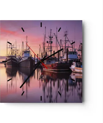 Produktbild von Wanduhr - Quadrat - Glasuhr - Marina Westen Die Sonne - 30x30cm - Schleichendes Uhrwerk - Lautlos - zum Aufhängen bereit - Dekoration Modern - Wanddekoration aus Glas - C3AC30x30-4645