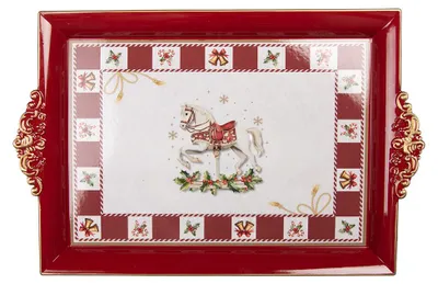 Obrázok produktu pre Clayre & Eef Podnos 41 x 26 x 3 cm Červený plast