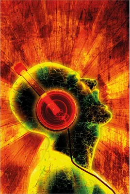Produktbild von Wallario Poster - Musik mit Kopfhörern, Kunstdruck Größe: 61 x 91,50 cm