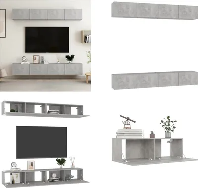 Obrázok produktu pre vidaXL TV skrinky 4 ks. Betónová sivá 100x30x30 cm Materiál na báze dreva - TV skrinka - TV skrinky - HiFi skrinka - HiFi skrinky