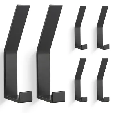 Produktbild von Kleiderhaken, 6 Stück; Handtuchhaken zum Bohren (Schrauben unsichtbar!); Wandgarderobe für Jacken, Mäntel, Kleidung, Schals, Handtaschen und mehr (schwarz)