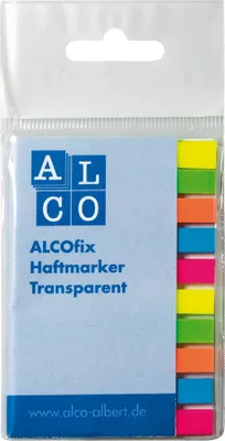 Produktbild von ALCOfix Haftmarker, bunt gemischt, transparent, 6 x 50 mm, 10 Farben zu je 40 Streifen