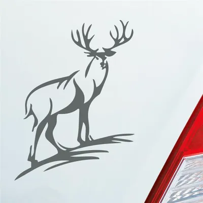 Produktbild von Auto Aufkleber Hirsch Geweih Jäger Wild Jagd 12x9 cm Grau Sticker Heckscheibenaufkleber