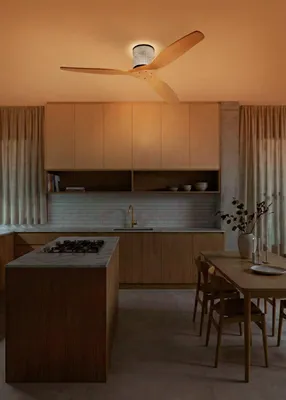 Produktbild von CREATE - WIND CALM CUSTOM RATTAN - Leiser Deckenventilator 40W Ø132 cm 100% Holz mit LED-Licht an Gehäuse und Lampe
