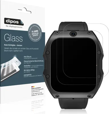 Produktbild von 2x Schutzfolie für Rogbid Model X Smartwatch matt - Anti-Shock 9H Folie dipos Glass Kunststoffglas