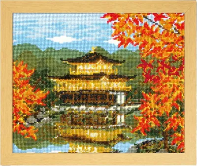 Zdjęcie produktu dla Zestaw do haftu krzyżykowego Olympus "Kinkakuji jesienią", wzór liczony, 29,7x36,4 cm
