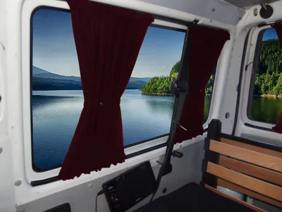 Produktbild von Maß Gardinen für VW T4 Transporter Caravelle lang (712) in Weinrot