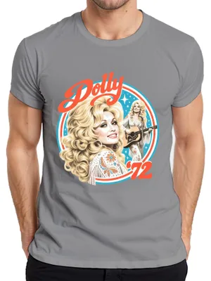 Zdjęcie produktu dla Koszulka męska, kolor szary, rozmiar L, z motywem Dolly Parton, ikony country, w stylu retro, z motywem Nashville