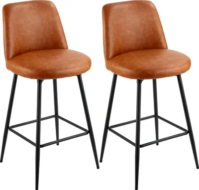 Produktbild von VEVOR Barhocker Thekenhocker 2 Stk. (98 cm hoch) Küchenstuhl mit Rückenlehne & Metallrahmen, Bistrostuhl (136,1 kg belastbar) Küche Esszimmer Kücheninsel Bar, Barstuhl Küchenhocker Braun