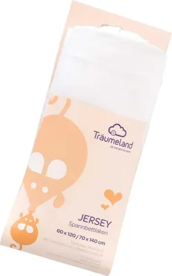 Produktbild von Träumeland Spannbetttuch Jersey, weiß, 60 x 120 + 70 x 140 cm Weiß 60 x 120/70 x 140 cm