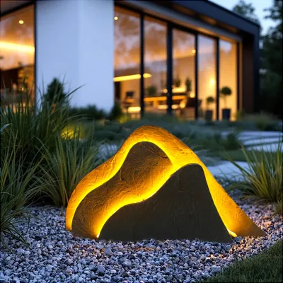 Produktbild von Künstlicher Gartenfelsen Leuchtfelsen Schiefer-Optik mit LED Beleuchtung Gartendekoration Gartenbeleuchtung