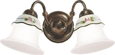 Produktbild von Wandlampe Metall Keramik B: 35 cm in Schwarz Kupfer antik Weiß Grün Rosa Floraldekor E14 2-flammig