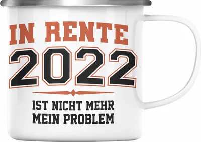 Produktbild von Trendation -  Renter 2022 Emaille Tasse Ruhestand Geschenk Rente für Mann Frau Lustig Renteneintritt Abschied Rentnerin Spruch (Silber)