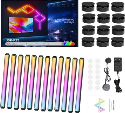Immagine prodotto di INF Smart Fai da te RGB LED Strisce Luminose, WiFi Bluetooth, 12 Pezzi Nero